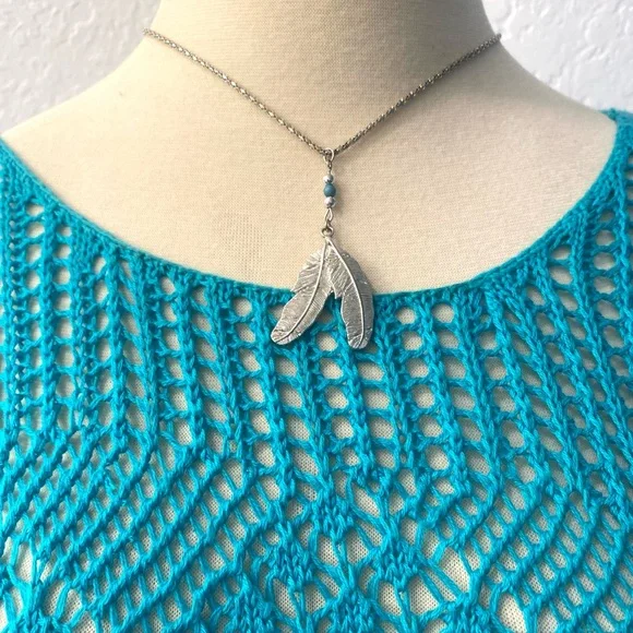 Teal Crochet Swim Cover-Up Size Medium - Picture 5 of 9